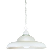 Westinghouse Lighting 6616000 1Light Interior Pendant Textured White Finish With Embossed Floral And Leaf Design Glass