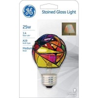 Ge Lighting A19 Stained Glass, Incandescent, Decorative Colored, Party Light Bulb, 25-Watt, 380 Lumen, E26 Medium Base, 1-Pack