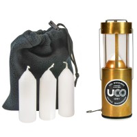 Uco Original Brass Candle Lantern Value Pack With 3 Additional Candles And Storage Bag