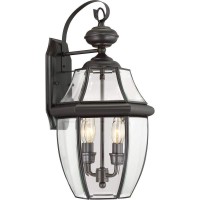 Quoizel Ny8317Z Newbury Outdoor Wall Lantern Wall Mount Lighting, 2-Light, 120 Watts, Medici Bronze (20