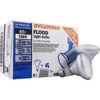 Sylvania Incandescent 65W Br30 Flood Light Bulb, 540 Lumens, E26 Medium Base, Dimmable, 2850K, Warm White, Frosted - 6 Pack (15172)