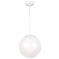 Sea Gull Lighting 6020-15 Leo Globe Pendant Hanging Modern Fixture, One - Light, White