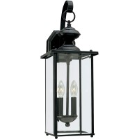 The Generation Lighting Jamestowne two light outdoor wall fixture in black enhances the beauty of your property makes your home safer and more secure and increases the number of pleasurable hours you spend outdoors The Jamestowne outdoor lighting collecti