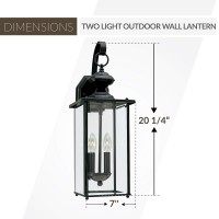 The Generation Lighting Jamestowne two light outdoor wall fixture in black enhances the beauty of your property makes your home safer and more secure and increases the number of pleasurable hours you spend outdoors The Jamestowne outdoor lighting collecti