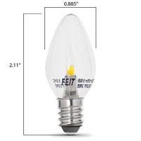 Feit Electric Bpc7/Led 0.6 Watt Non Dimmable C7 Candelabra Base, Clear, Led Night Light Bulb, 2-Bulb, 4000K Cool White