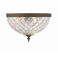 Crystorama 3 Light Bronze Crystal Ceiling Mount - Ceiling Light For Living Room, Hallway, Foyer, Dining Fixture - Great Overhead Style Modern Chandelier Or Kitchen Farmhouse Fixtures - Indoor Mount