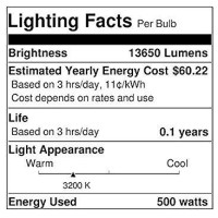 Eiko Ect 120V 500W Photo Flood Lamp