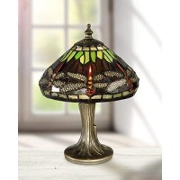 Dale Tiffany 7601/521 Tiffany/Mica One Light Accent Table Lamp From Miniature Collection Finish, 8.00 Inches, Antique Brass