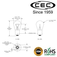 Cec Industries 1141 Single Contact Bayonet 128V 184W Miniature Bulb 10Pack