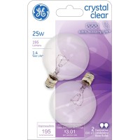 Ge Lighting 17722 Decorative G16 1/2 Candelabra Base Globe Light Bulb, 2 Count (Pack Of 1), Clear