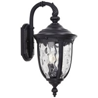 John Timberland Bellagio European Outdoor Wall Light Fixture Textured Black Metal 20 12 Hammered Glass Decor For Exterior Hou