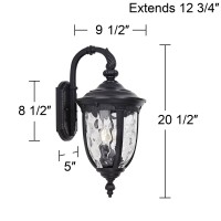 John Timberland Bellagio European Outdoor Wall Light Fixture Textured Black Metal 20 12 Hammered Glass Decor For Exterior Hou