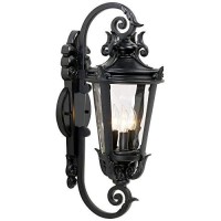 Casa Marseille European Outdoor Wall Light Fixture Mediterranean Black Scroll Arm 21 1/2