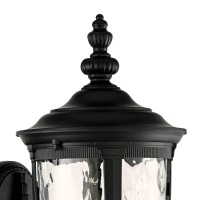 John Timberland Bellagio European Outdoor Wall Light Fixture Textured Black 21 Clear Hammered Glass Upbridge Arm For Exterior