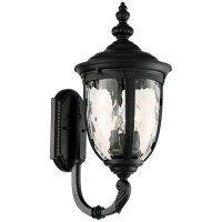 John Timberland Bellagio European Outdoor Wall Light Fixture Textured Black 21 Clear Hammered Glass Upbridge Arm For Exterior