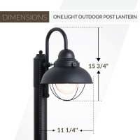 Sea Gull Lighting One-Light Outdoor Post Lantern Outside Fixture, Full Size, Black