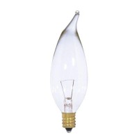 Satco S3867 12V Turn Tip Candelabra Base 15-Watt Ca10 Light Bulb, Clear