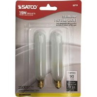 Satco S3715 120V Candelabra Base 15-Watt T6 Switchboard Bulb, Frosted