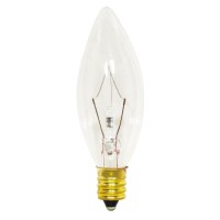 Satco S3347 130V Candelabra Base 40-Watt B8 Light Bulb, Clear