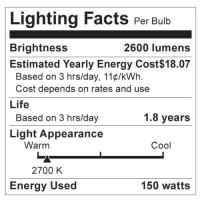 Satco S3478 1/Card 120V 150-Watt T10 Medium Base Light Bulb, Frosted