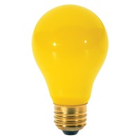 Satco S3938 60 Watt A19 Incandescent Yellow Bug Light Bulb, 2-Pack