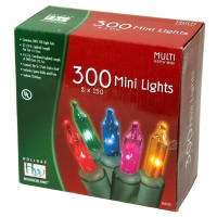 Holiday Wonderlands 300Count Mini Multi Color Christmas Light Set