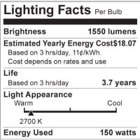 Satco S3004 120-Volt 150-Watt G40 Medium Base Light Bulb, Gloss White