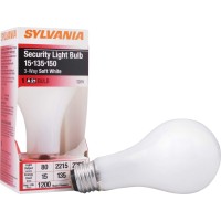 Sylvania 15W 3 Way A21 Incandescent Security Light Bulb, 15/135/150W, 2850K, White Finish, Soft White - 1 Pack (18009)