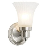 Design House 504977 Village Traditional 1-Light Indoor Dimmable Wall Sconce With Frosted Flute Glass And Twist On/Off Switch Bathroom Bedroom Hallway, 8.25