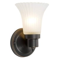 Design House 505115 Traditional 1-Light Indoor Dimmable Wall Sconce With Frosted Flute Glass Bedroom Hallway, Oil Rubbed Bronze