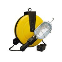 Alert Stamping 5000-50G-Cb Incandescent Metal Retractable Cord Reel Work Light With Circuit Breaker