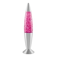 Global Gizmos 48620 Retro Lava Lamp | 16 Inches Tall | Pink Glitter Design | 25W | Aluminium Base | Mains Operated, E14 (Small Edison Screw)