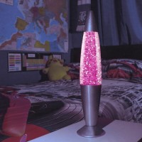 Global Gizmos 48620 Retro Lava Lamp | 16 Inches Tall | Pink Glitter Design | 25W | Aluminium Base | Mains Operated, E14 (Small Edison Screw)