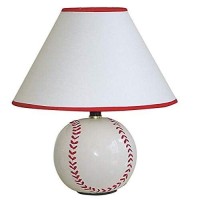 Ore International 604Bb Ceramic 60-Watt Baseball Table Lamp, White / Cream