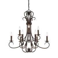 Golden Lighting 8606-Cn9 Rbz Homestead Nine Light Candelabra Chandelier, Rubbed Bronze Finish