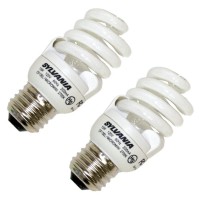 Sylvania 29727 13W Compact Fluorescent Micro Mini With Integral 120V Ballast Medium Screwbase, Soft White, 2 Pack # Cf13El/Micromini/2/12/Rp