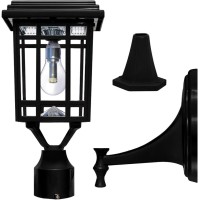 Gama Sonic Prairie Bulb Lamp Outdoor Solar Light Fixture, Pole,Pier, & Wall Mount, Solar Lights Outdoor, Black, 114B033