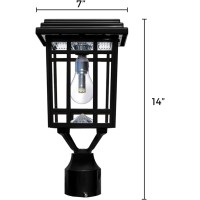 Gama Sonic Prairie Bulb Lamp Outdoor Solar Light Fixture, Pole,Pier, & Wall Mount, Solar Lights Outdoor, Black, 114B033