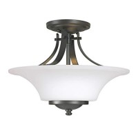 Feiss Sf241Orb Barrington Glass Semi Flush Ceiling Lighting, Bronze, 2-Light (15