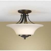 Feiss Sf241Orb Barrington Glass Semi Flush Ceiling Lighting, Bronze, 2-Light (15