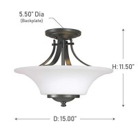 Feiss Sf241Orb Barrington Glass Semi Flush Ceiling Lighting, Bronze, 2-Light (15