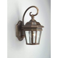 Progress Lighting P5670-108 1-Light Wall Lantern With Clear Beveled Glass Panels And Scroll Arm Details, Oil Rubbed Bronze