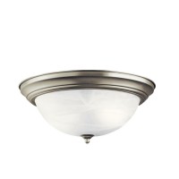 Kichler 1525 Flush Mount Ceiling Light In Brushed Nickel 3Light Fixture With Clear Satin Etched Glass Brushed Nickel 15