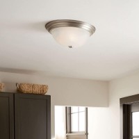 Kichler 1525 Flush Mount Ceiling Light In Brushed Nickel 3Light Fixture With Clear Satin Etched Glass Brushed Nickel 15