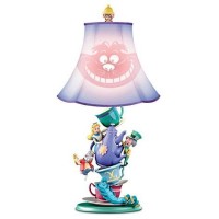 The Bradford Exchange Alice In Wonderland Handmade Sculptural Mad Hatter'S Tea Party Table Lamp With Appearing Disappeaing Cheshire Cat Shade 17.5-Inches