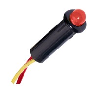 Paneltronics LED Indicator Light 14 240 VDC Red Ideal for use as High Visibility Status or Alarm Indicators Large T1 34 size LEDs Nylon housing is classified UL Press to fit into 025 diameter Pigtails are tin plated 22 copper 7 in length stripped ABYC E11