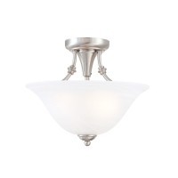 Hardware House 544676 Bristol 13-By-11-Inch 2-Light Semi-Flush Ceiling Fixture With Brushed-Nickel Finish And Alabaster-Glass Shade