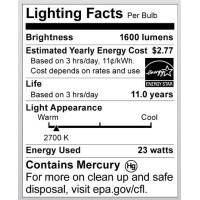 Satco S6274 23Watt Medium Base T2 Mini Spiral 2700K 120V Equivalent To 100Watt Incandescent Lamp For Enclosed Fixtures Whi