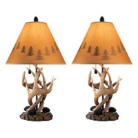 Signature Design By Ashley Derek Rustic Cabin Antler Lamp Set, 2 Count, Brown