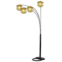 Ore International 4 Arm Arch Floor Lamp - Gold Shade